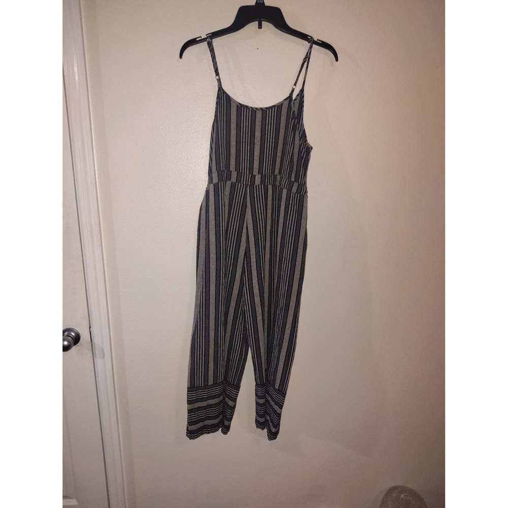 Entro Womens Black White Striped Sleeveless Wide Leg Jumpsuit Size Medium - Picture 3 of 3